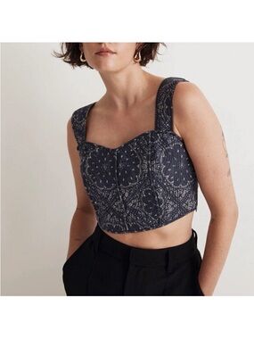 Madewell Quilted Sweetheart Crop Top, size 12, NWT